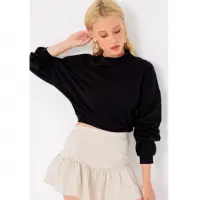 Bisiklet Yaka Beli Lastikli Sweatshirt