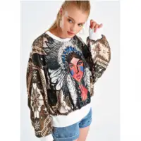 Digtal Baskili Oversize Sweatshirt