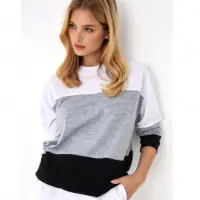 3 Bloklu Bisiklet Yaka Sweatshirt