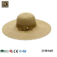Ladies Summer Paper Straw Wide Brim Beach Hat