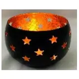 Iron Votive T Lite Holder Star Cut Black