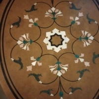 Sandstone Table Top With Stone Inlay