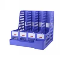 4-Slot Magazine File Desk Organizer Rack