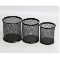 Metal Mesh Pen Holder Round Desk Organizer