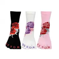 Floral Print Five Fingers Ankle Socks