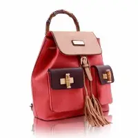 Tricolour Backpack with Bamboo Lock