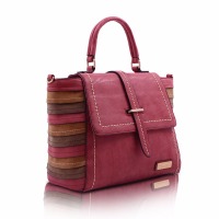 Tricolour Front Strap Lock Satchel Bag