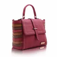 Tricolour Front Strap Lock Satchel Bag