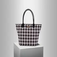 Dogtooth Cotton Canvas Shopper