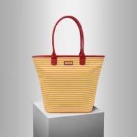 Tan White Stripe Cotton Canvas Shopper