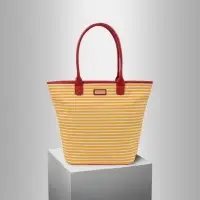 Tan White Stripe Cotton Canvas Shopper