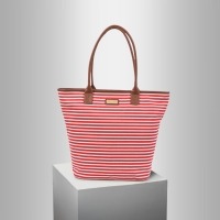 Stripe Monochrome Red Canvas Cotton Bags
