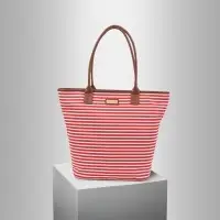 Stripe Monochrome Red Canvas Cotton Bags
