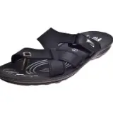 Titas Men's Black PU Slippers