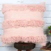 Soft Textured Woven Pink Boho Fringe Pillow