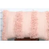 Textured Woven Pink Fringe Pillow