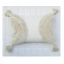 Tufted Texture Ivory White Pillow With Tassels