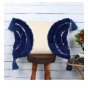 Tufted Textured Soft Blue White Pillow