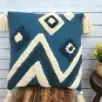 Textured Embroidered Cotton Pillow with Tassels