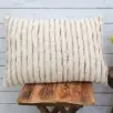 Embroidered Textured Stripe Cotton Pillow