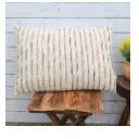Woven Textured Cotton Pillow With Tassels