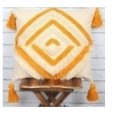 Embroiderd Boho Cotton Pillow With Tassels