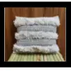 Woven Textured Cotton Acrylic White Gray Pillow