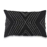 100% Cotton Black Kantha Lumbar Pillow Cover