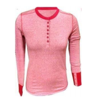Womens Long Round Neck Button