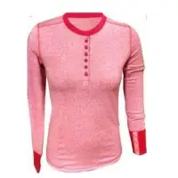 Womens Long Round Neck Button