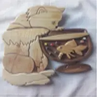 Cat Watching Fish Wall Mounting Sculptures