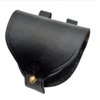 Plain Leather Cap Pouch Black