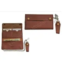 Bi-fold Biker Wallet Dark Saddle Brown