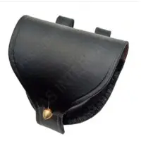 Plain Leather Cap Pouch Black
