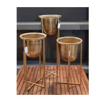 Brass Antique Die Made Planter With Gold Stand