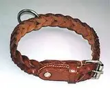 Braided leather dog collar