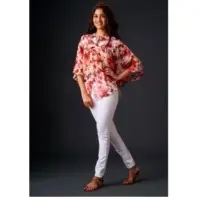 Casual Red Floral Butterfly Tops