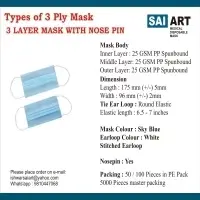 3 Ply Mask With Nose Pin