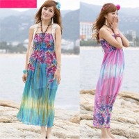 Lady dresses with wooden necklace