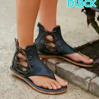 Faux Leather Short Gladiator Sandals