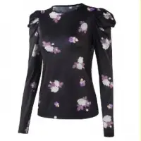 Womens Floral Pattern Long Sleeves Tops