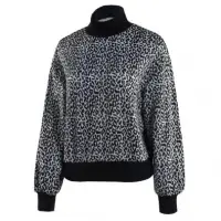Womens Leopard Pattern Long Sleeves Sweater