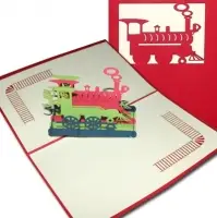 Monkey Train 3D Pop Up Card- Greeting Card