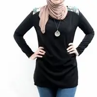 Black Crepe Top With Embroidery