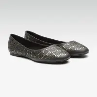 Girls Black Ballerinas With Laser Cuts