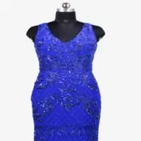 V Neck Sleeveless Evening Gown