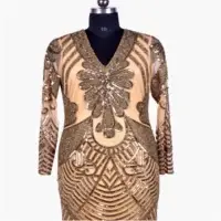 V Shape Full Sleeve Gown