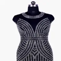 Beaded Round Neck Evening Gown
