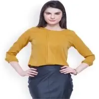 Chifon Women Medium Mustured Top