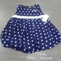 Polyster Dotted Girls Party Wear Frock